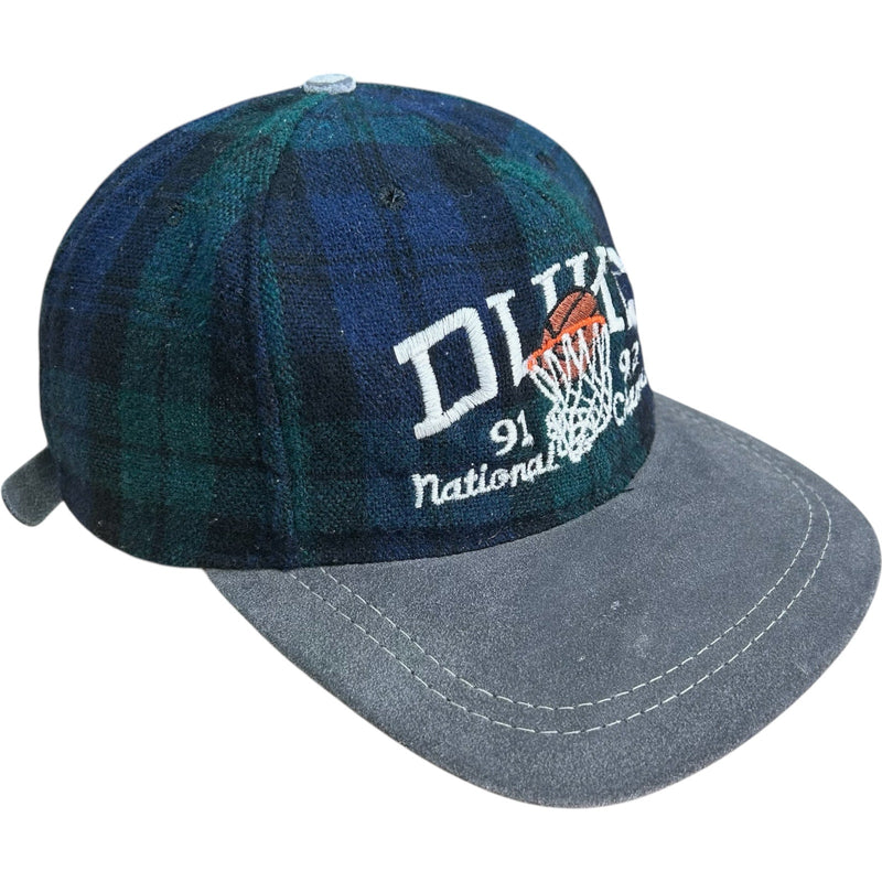 Vintage Duke National Champs Embroidered Plaid Strapback 90s Hat