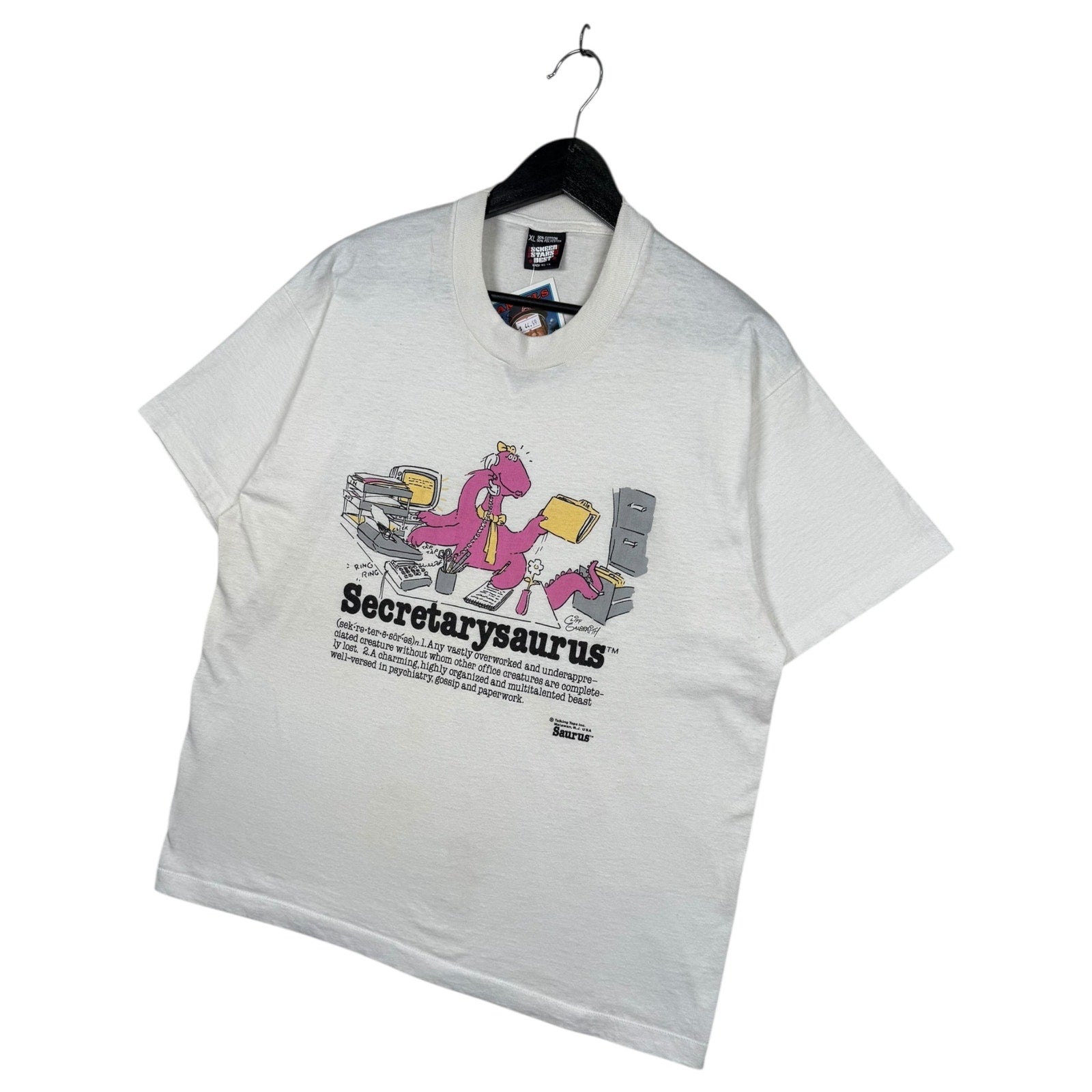 Vintage Secretarysaurus Funny Office Graphic T-Shirt