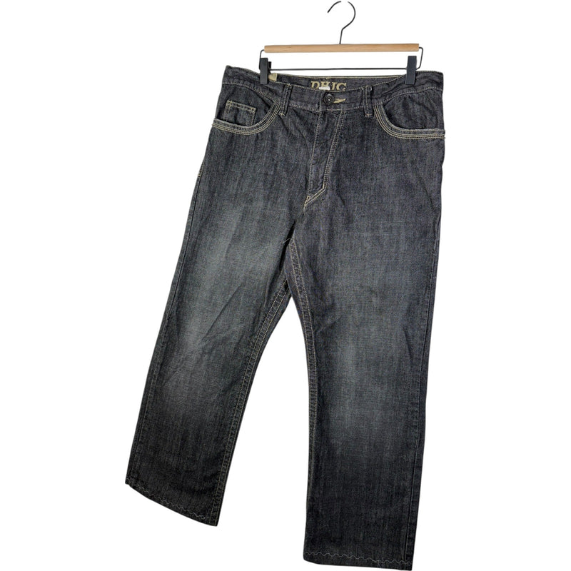 Vintage DHJC Tribal Embroidered Straight Leg Denim Jeans 36x27