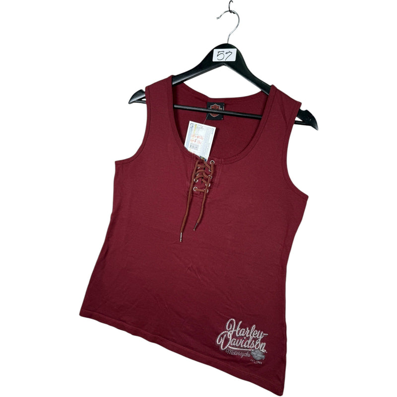Vintage Harley Davidson Ozark Lace Up Tank Top