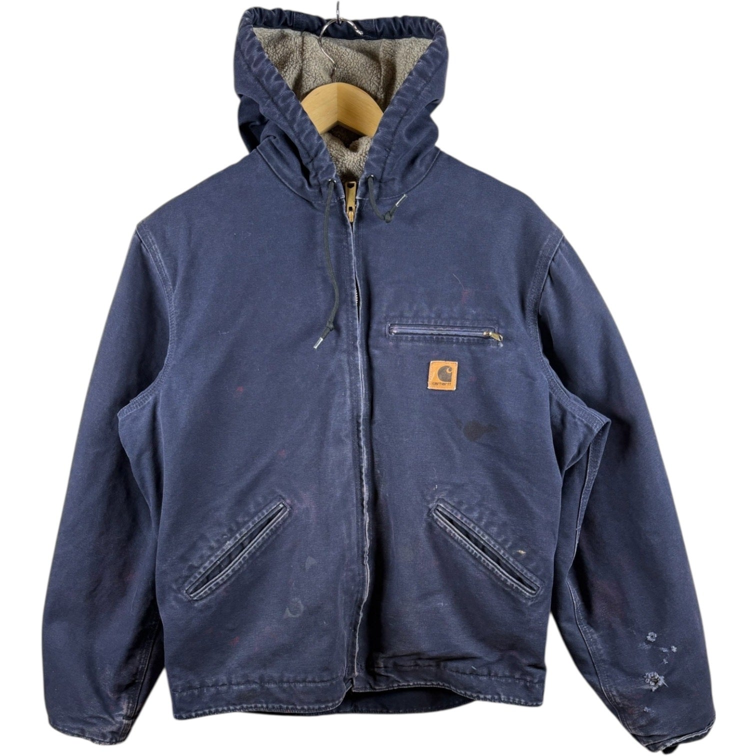 Vintage Carhartt Sherpa Lined Full Zip Hooded Workwear Jacket