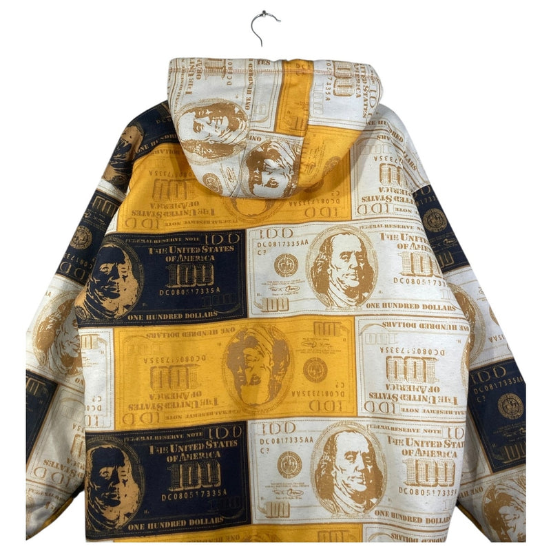 Vintage All Over Money Print $100 Bill Full Zip Hoodie