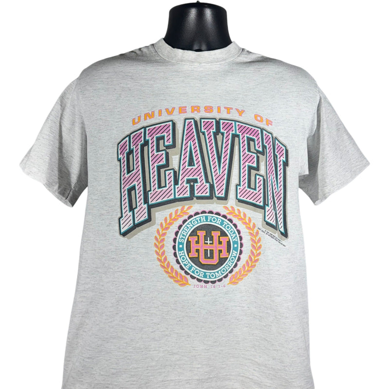 Vintage University of Heaven Religious Spellout Emblem Tee