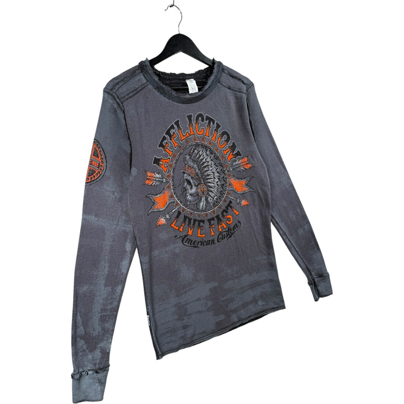 Vintage Affliction Live Fast Skull Graphic Long Sleeve