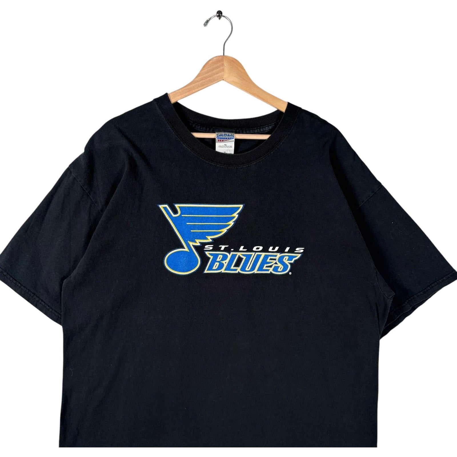 Vintage St. Louis Blues Spellout Chest Logo NHL Tee