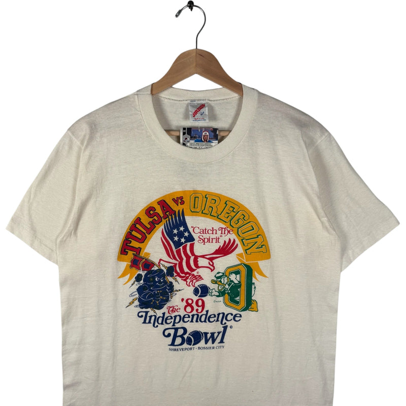 Vintage Tulsa Vs Oregon University Independence Bowl Tee 1989