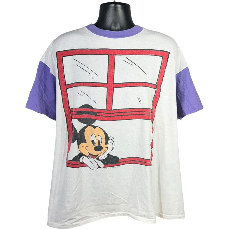 Vintage Mickey Mouse Continuation Print Ringer Tee 90s