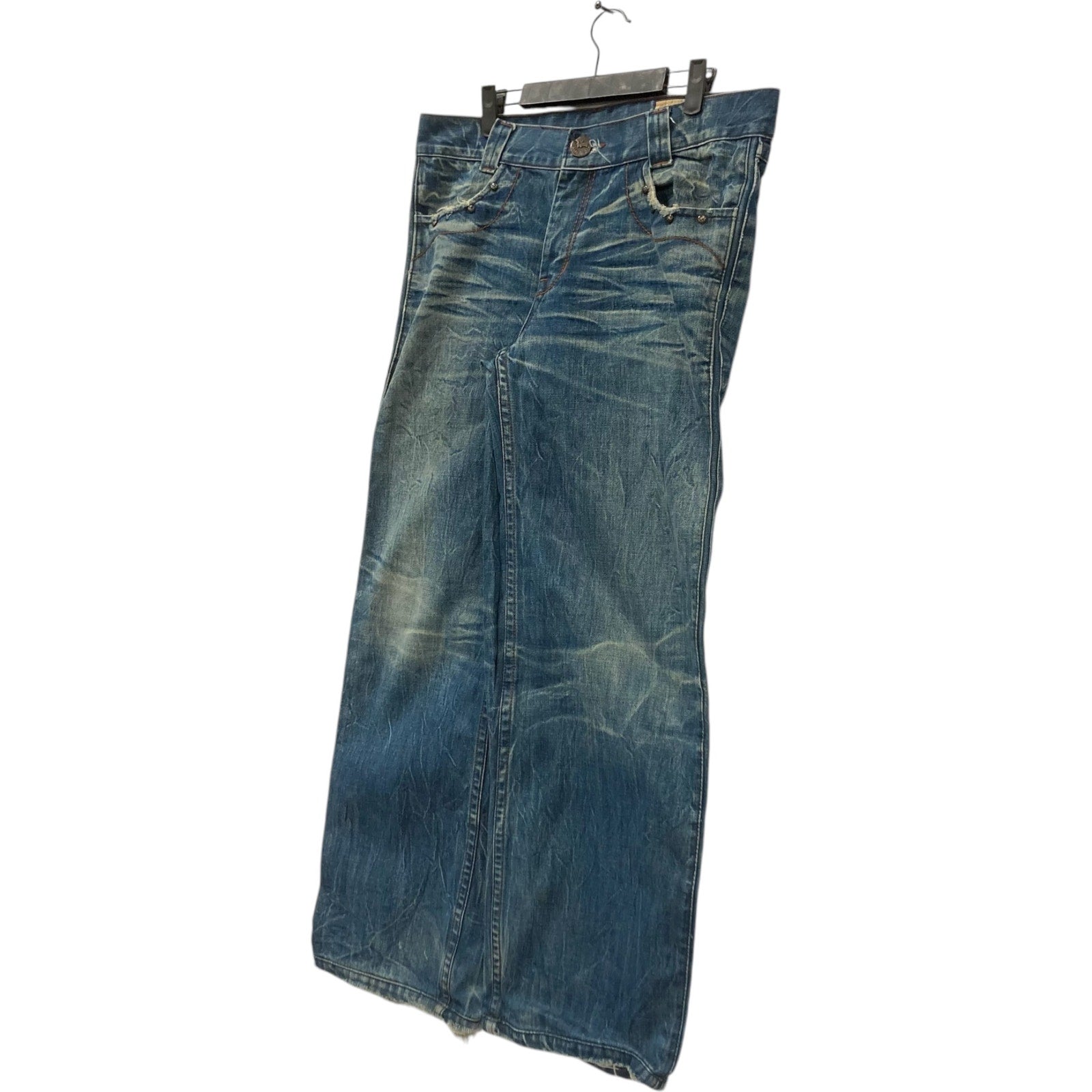 Vintage Stonewashed Wide Leg Denim Jeans 36x30