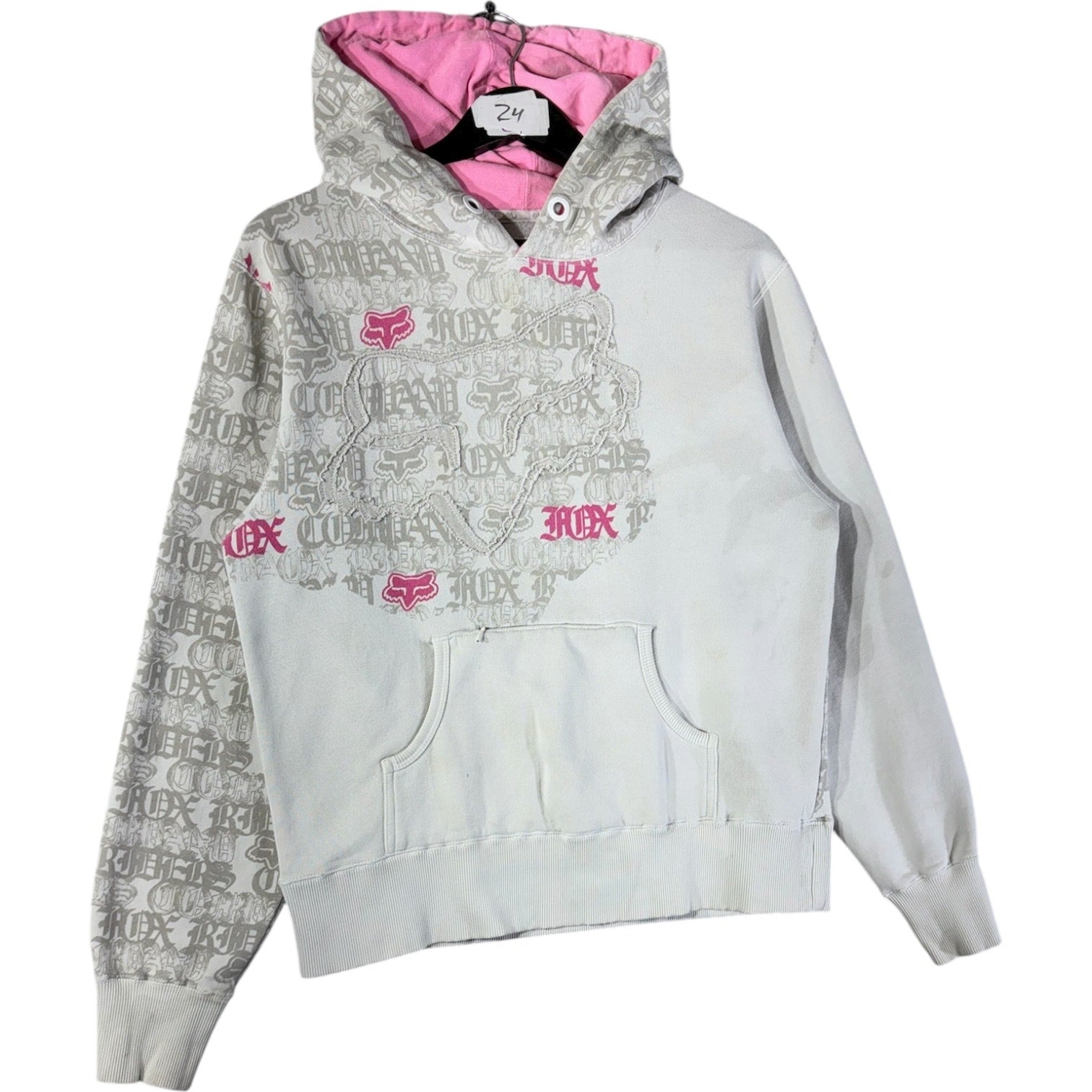 Vintage Fox Embroidered Logo Hoodie