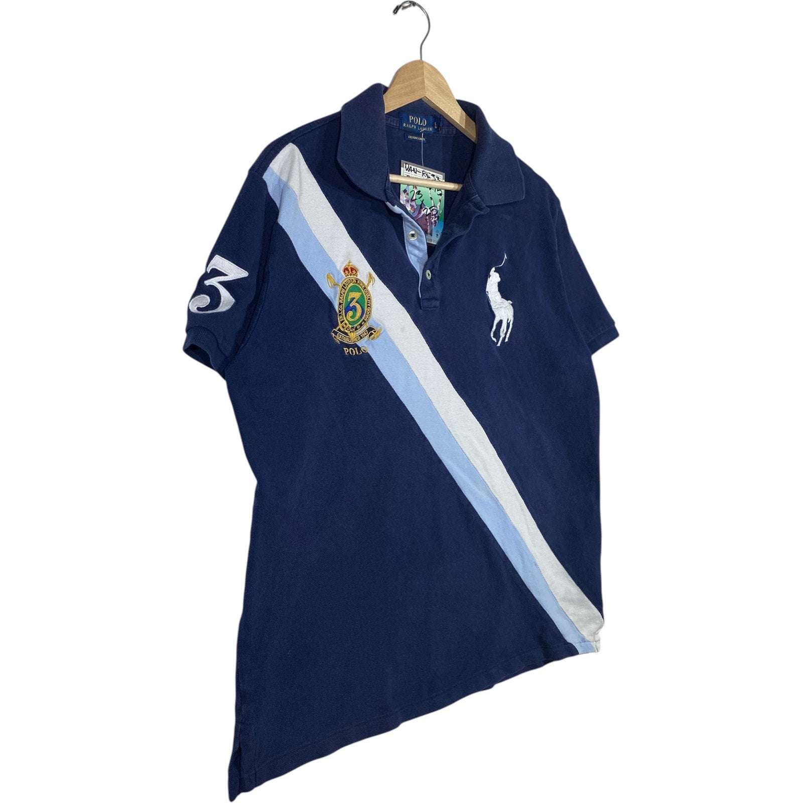 Vintage Polo Ralph Lauren Striped Crest Short Sleeve Polo