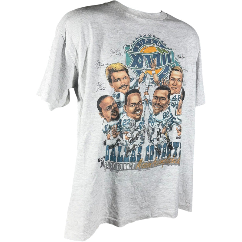 Vintage Dallas Cowboys Super Bowl 28 Caricature NFL Tee 90s