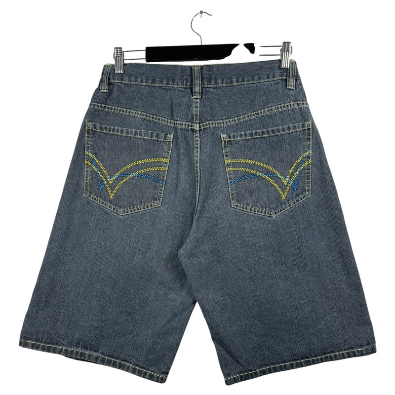 Vintage Qruel Cross Patch Denim Shorts 38