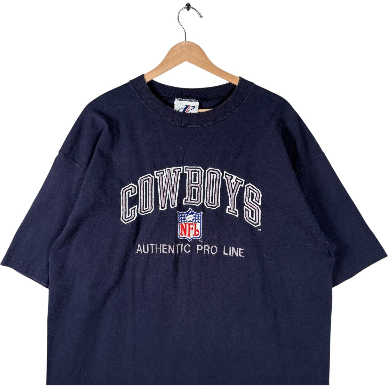 Vintage Dallas Cowboys Embroidered Spellout NFL Tee 90s