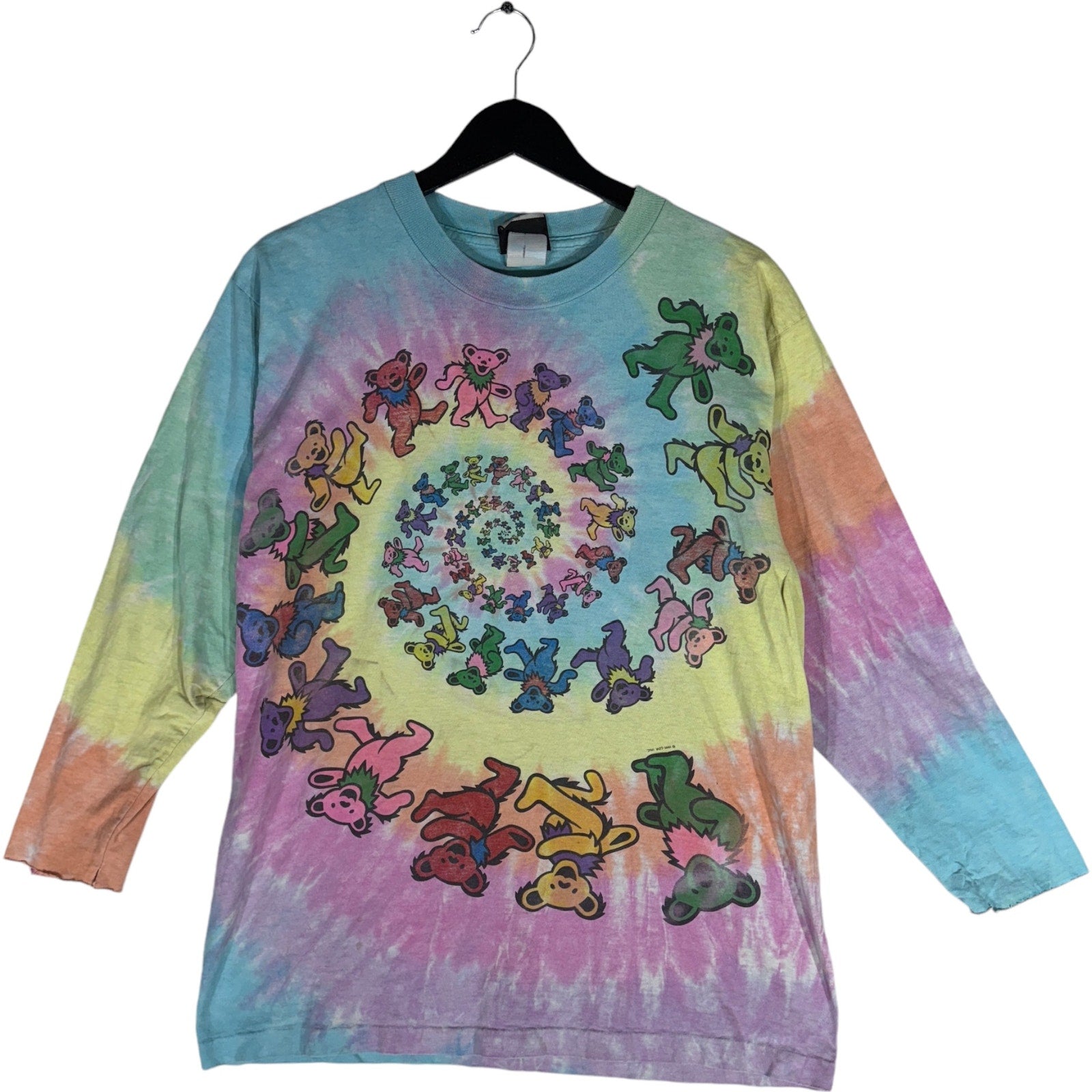 Vintage Liquid Blue Grateful Dead Tie Dye 3/4 Sleeve Tee '95