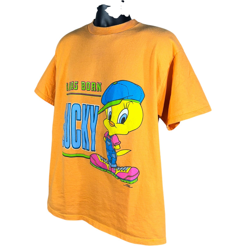 Vintage Looney Tunes Tweety Bird "I Was Born Lucky" Tee 1997