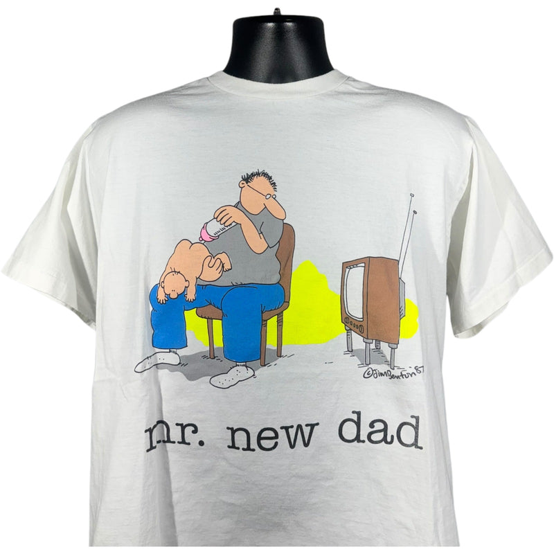 Vintage Mr. New Dad Cartoon Humour Tee