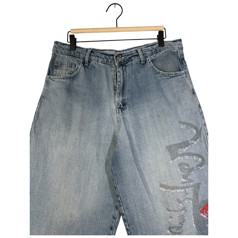 Vintage Straight Leg Printed Bermuda Denim Shorts