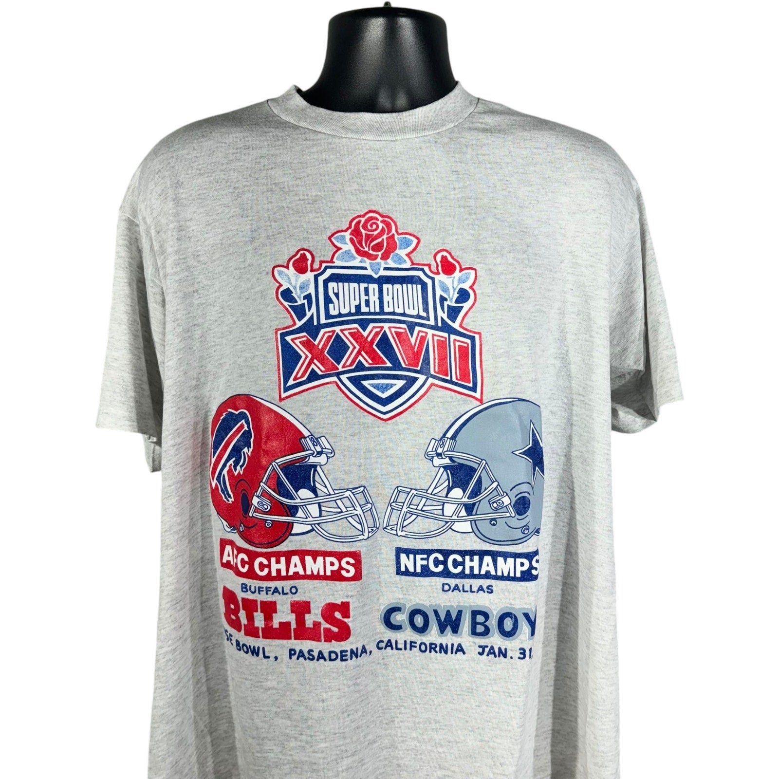 Vintage Buffalo Bills Vs Dallas Cowboys Super Bowl 27 NFL Tee 1993