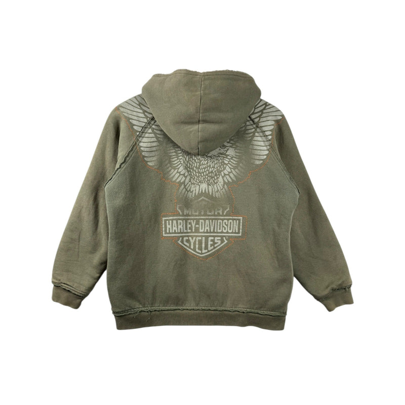 Vintage Harley Davidson Embroidered Sherpa Lined Hoodie