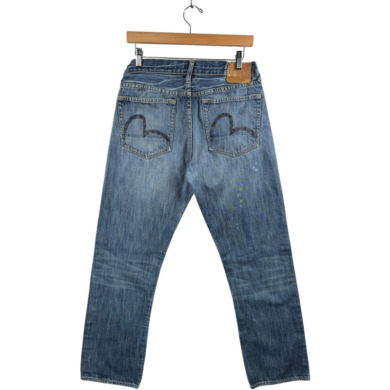Vintage Distressed Straight Leg Denim Jeans 33
