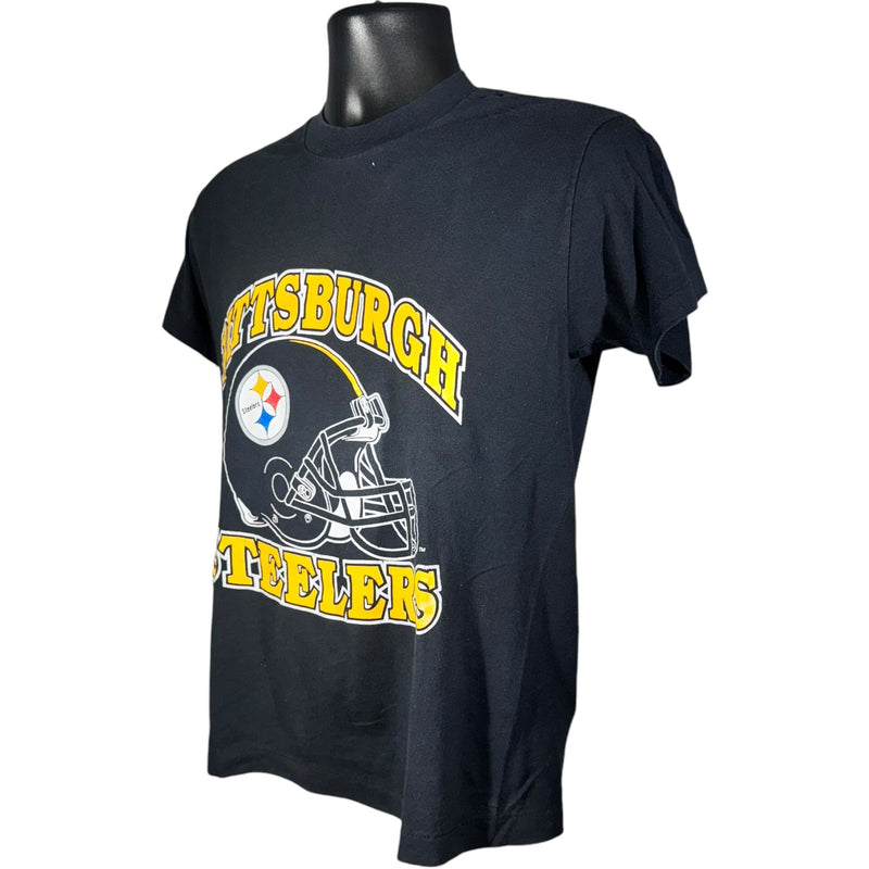 Vintage Pittsburgh Steelers Spellout Large Helmet NFL Tee