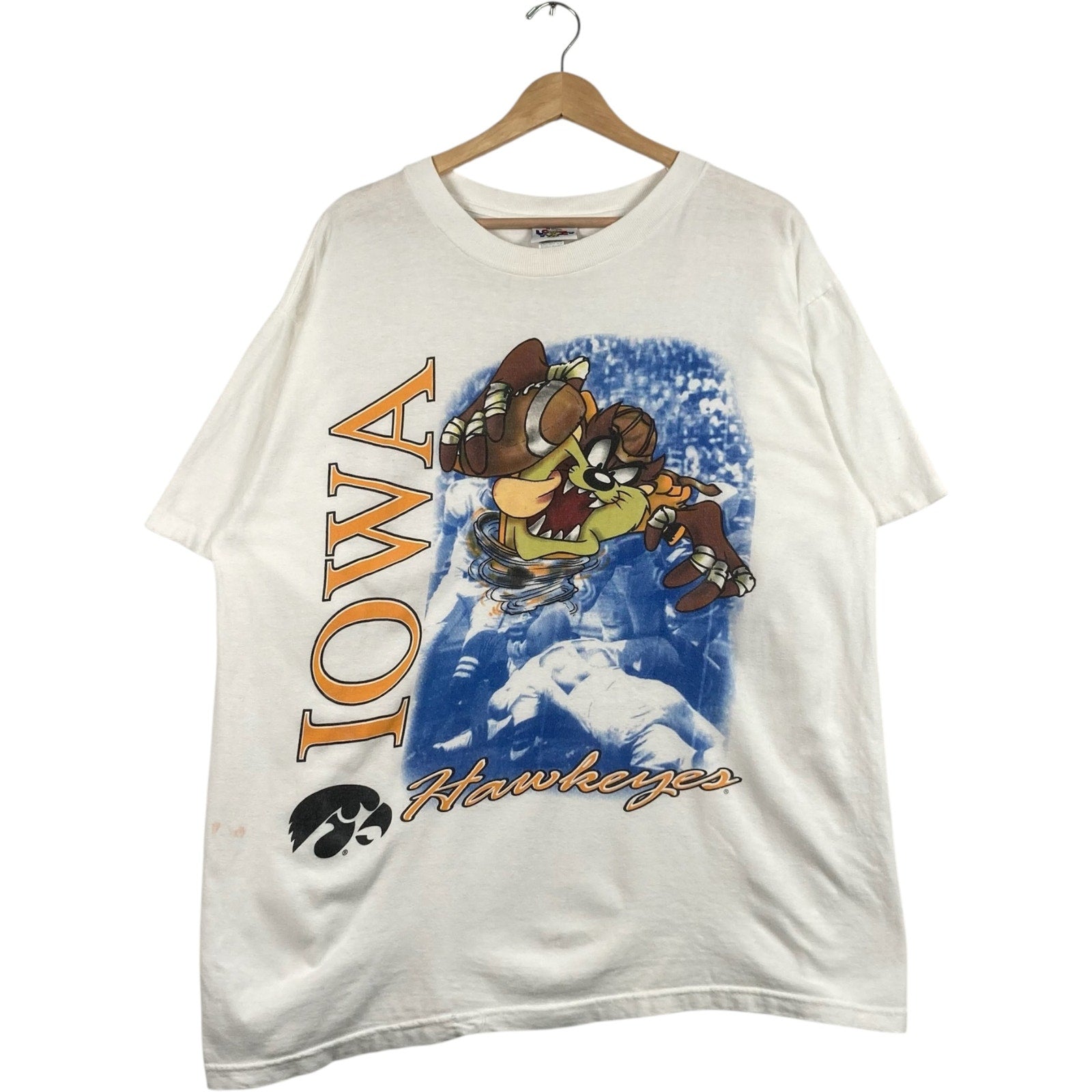 Vintage Looney Tunes Taz Iowa Hawkeyes Football Tee