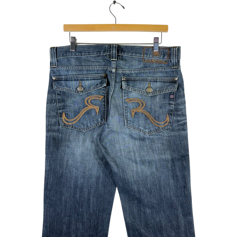 Vintage Rock & Republic Straight Leg Denim Jeans 36x34