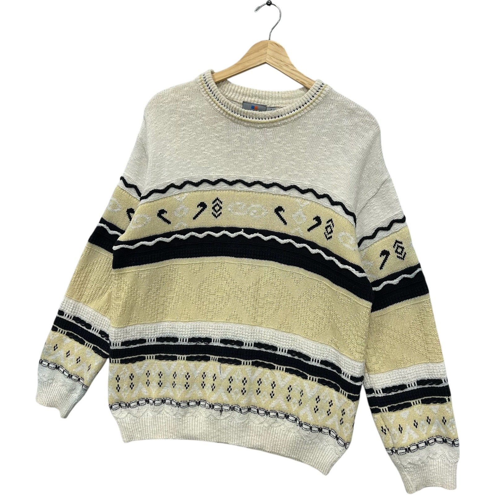 Vintage 3D Textured Patterned Knit Pullover Sweater