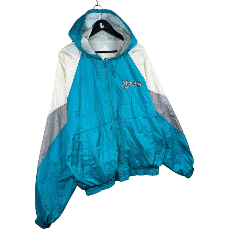Vintage Florida Marlins Hooded Colorblock MLB Windbreaker