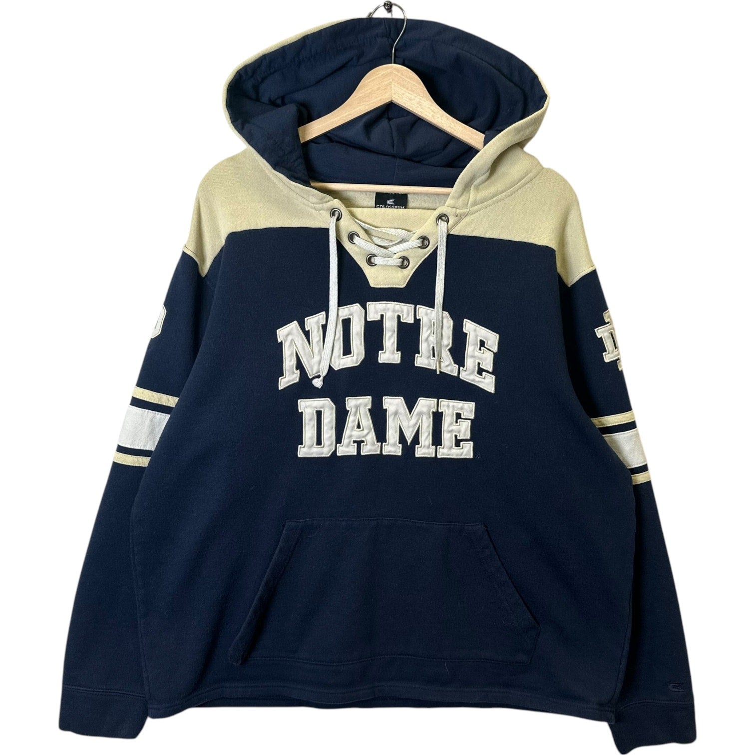 Vintage University Of Notre Dame Spellout Lace Up Hoodie