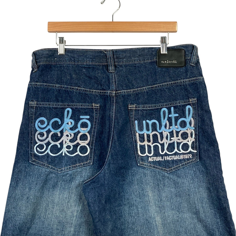 Vintage Ecko Unltd. Baggy Embroidered Denim Shorts 36 x 14