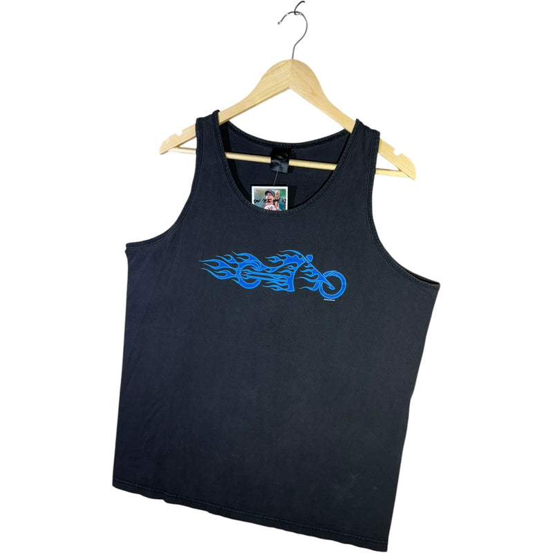 Vintage Blue Flame Motorcycle Graphic Tank Top