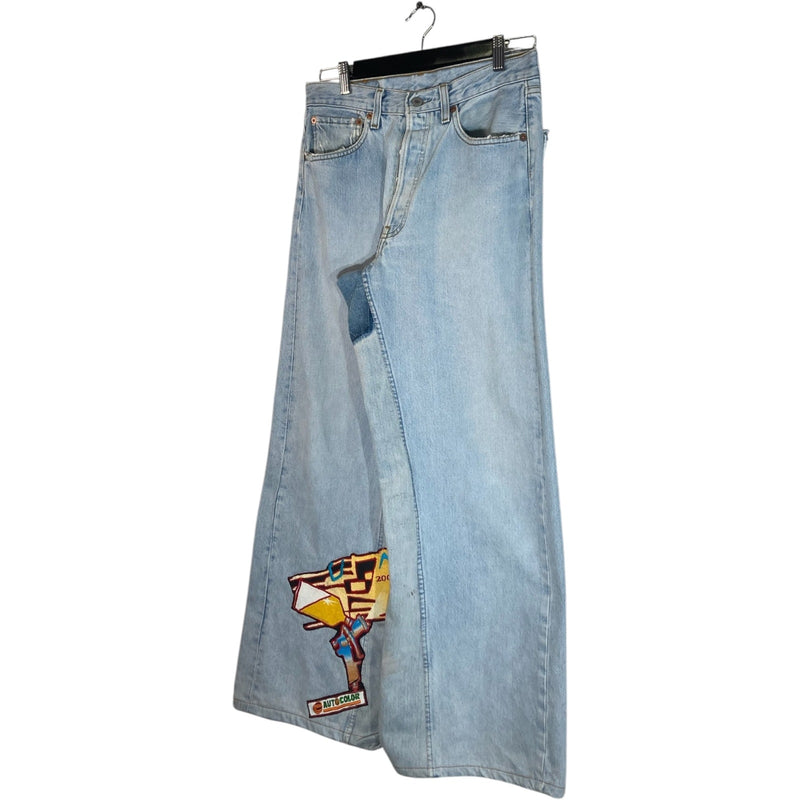 Vintage Levi's Cut & Sew Wide Leg Denim Jeans 30 x 28