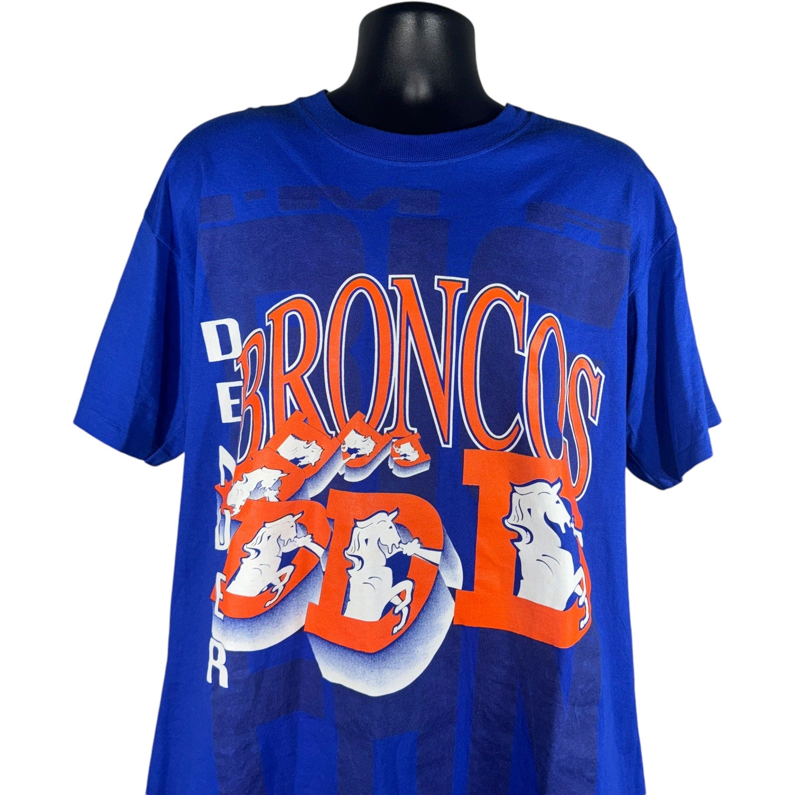 Vintage Denver Broncos Spellout Logo Tee 1993