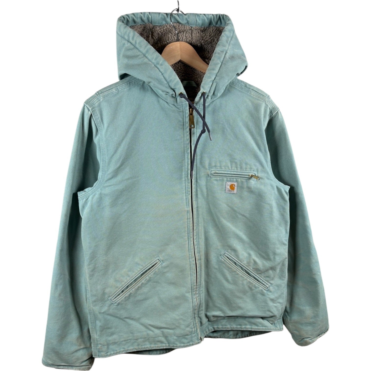 Vintage Carhartt Sherpa Lined Full Zip Hooded Workwear Jacket