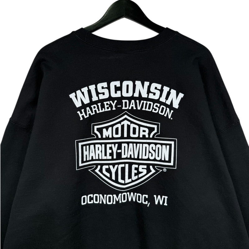 Vintage Harley Davidson Spell Out Wisconsin Crewneck