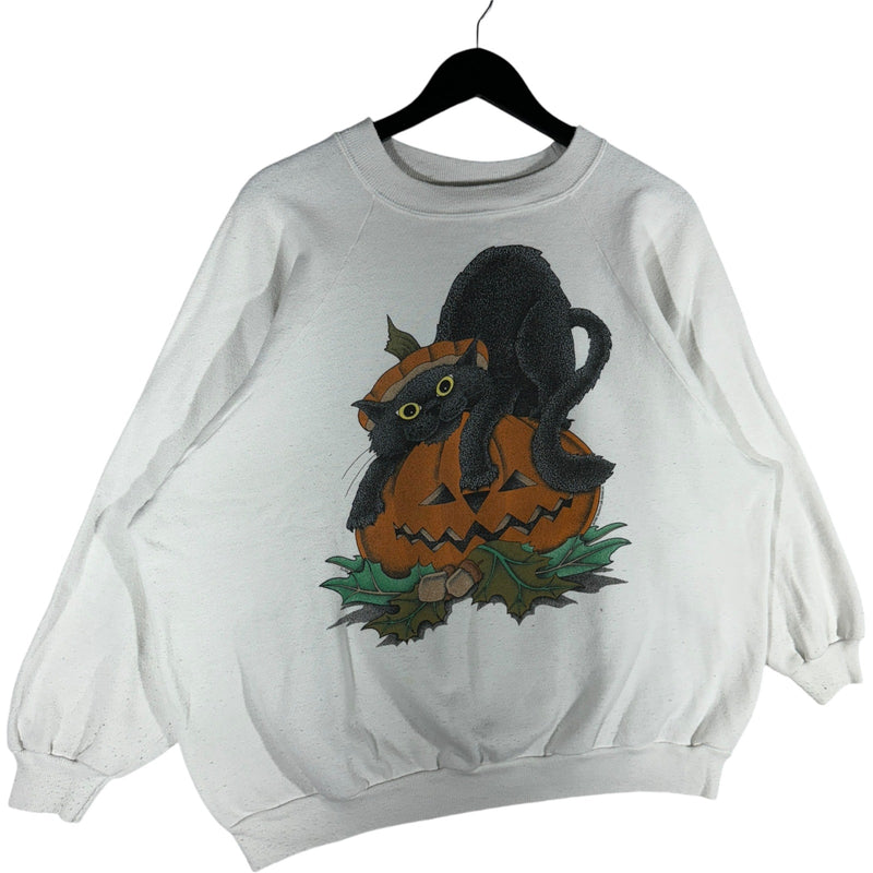 Vintage Women's Cat In Pumpkin Halloween Crewneck