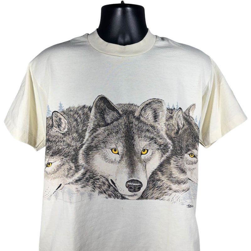 Vintage Wolves In The Woods Nature Tee 90s