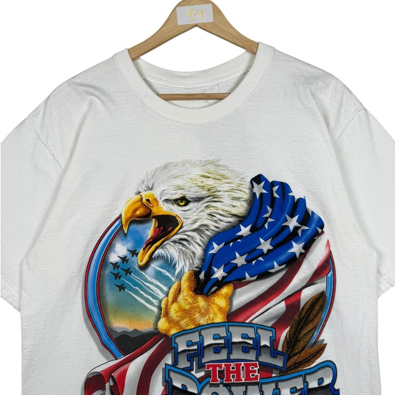 Vintage Bald Eagle Feel The Power Graphic T-Shirt