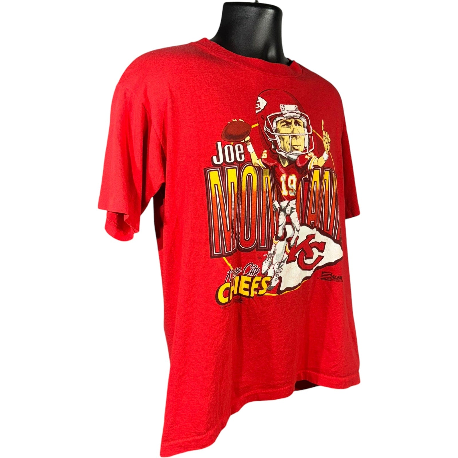 Vintage Kansas City Chiefs Joe Montana #19 Cartoon NFL Tee