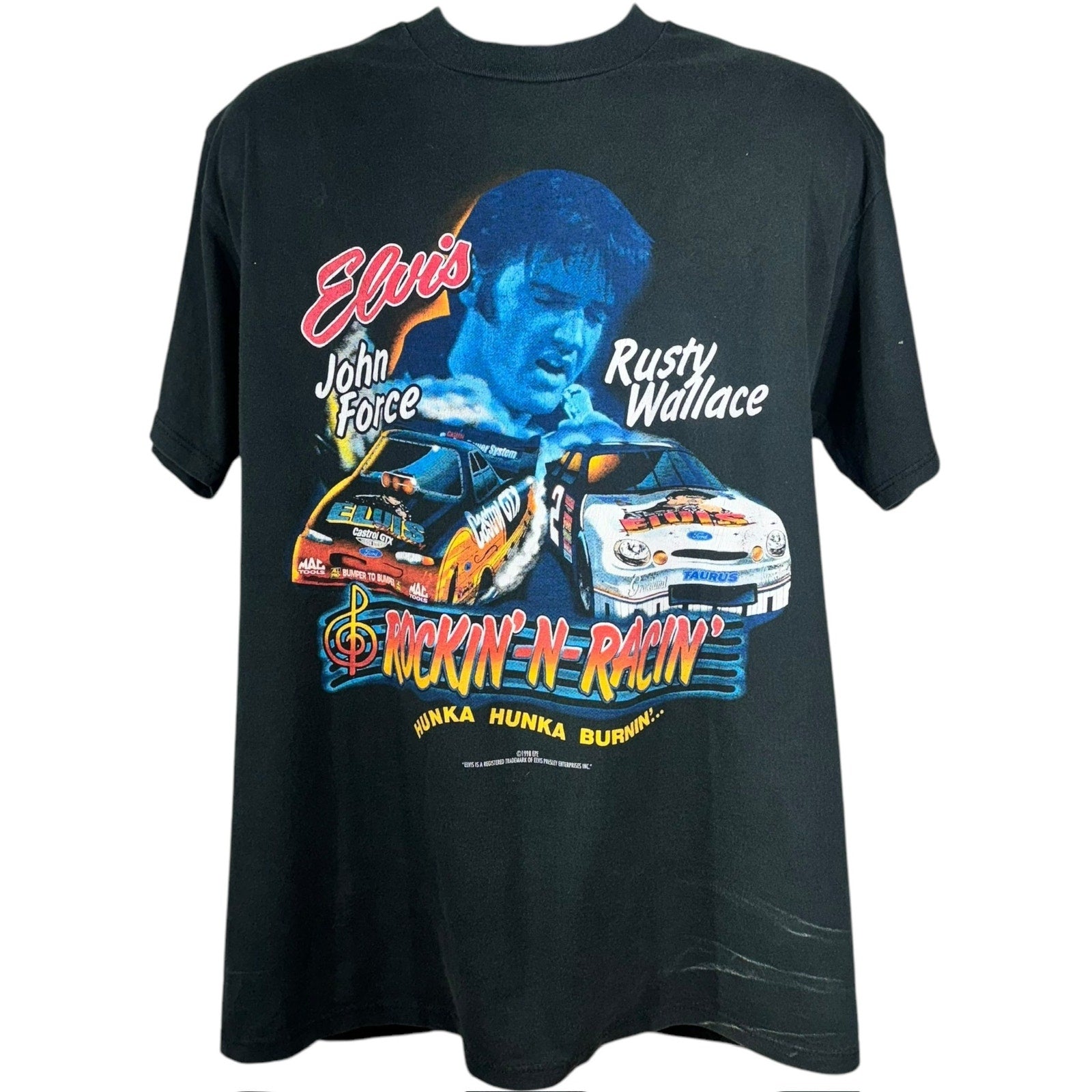 Vintage NASCAR Elvis Presley Rusty Wallace Racing Tee