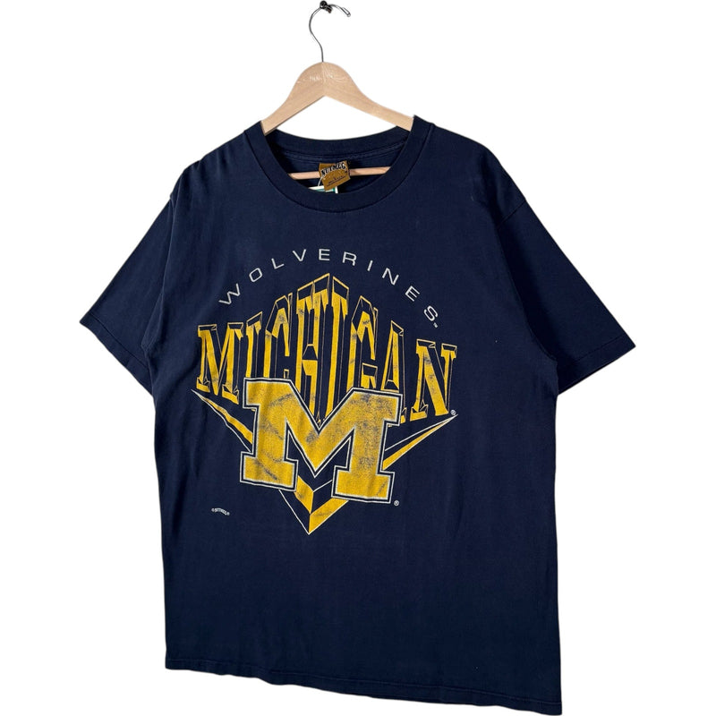 Vintage Nutmeg University Of Michigan Wolverines Spellout Tee 90s