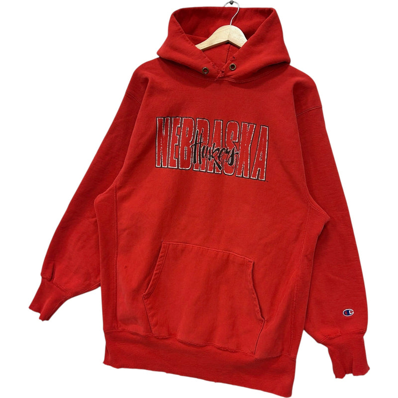 Vintage Champion Reverse Weave University of Nebraska Huskers Spellout Hoodie