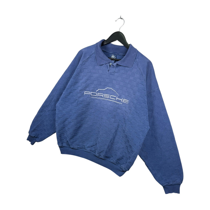 Vintage Porsche Embroidered Weave Collared Sweater