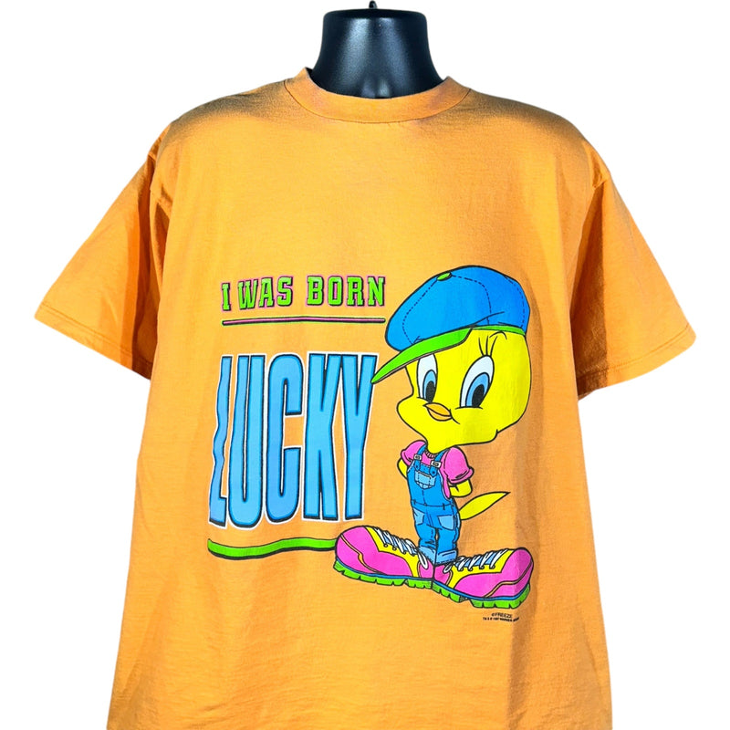 Vintage Looney Tunes Tweety Bird "I Was Born Lucky" Tee 1997