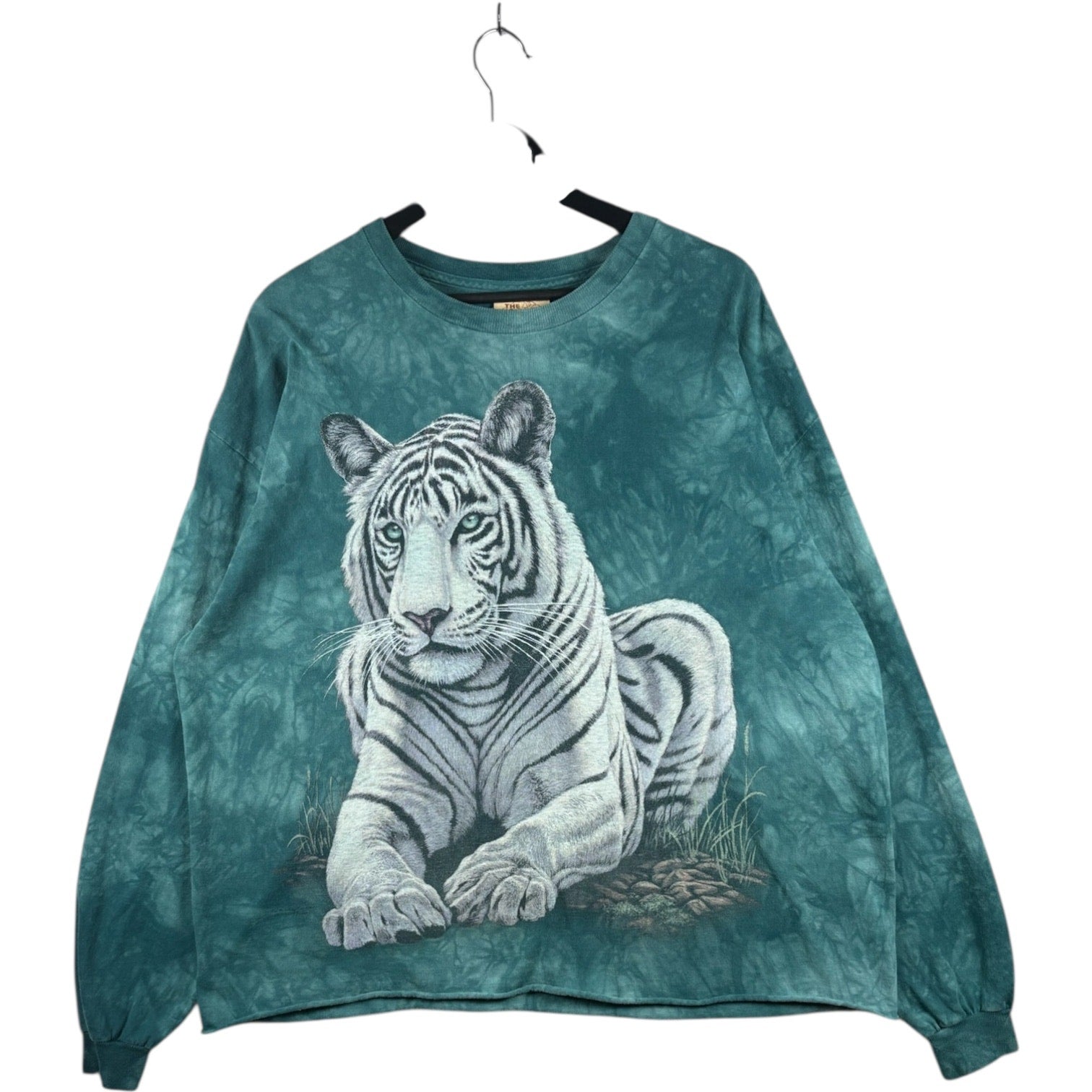 Vintage Tie Dye Tiger Graphic Print Long Sleeve