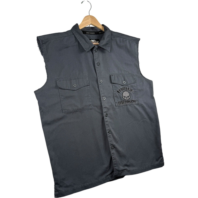 Vintage Biker Harley-Davidson Embroidered Skull Vest