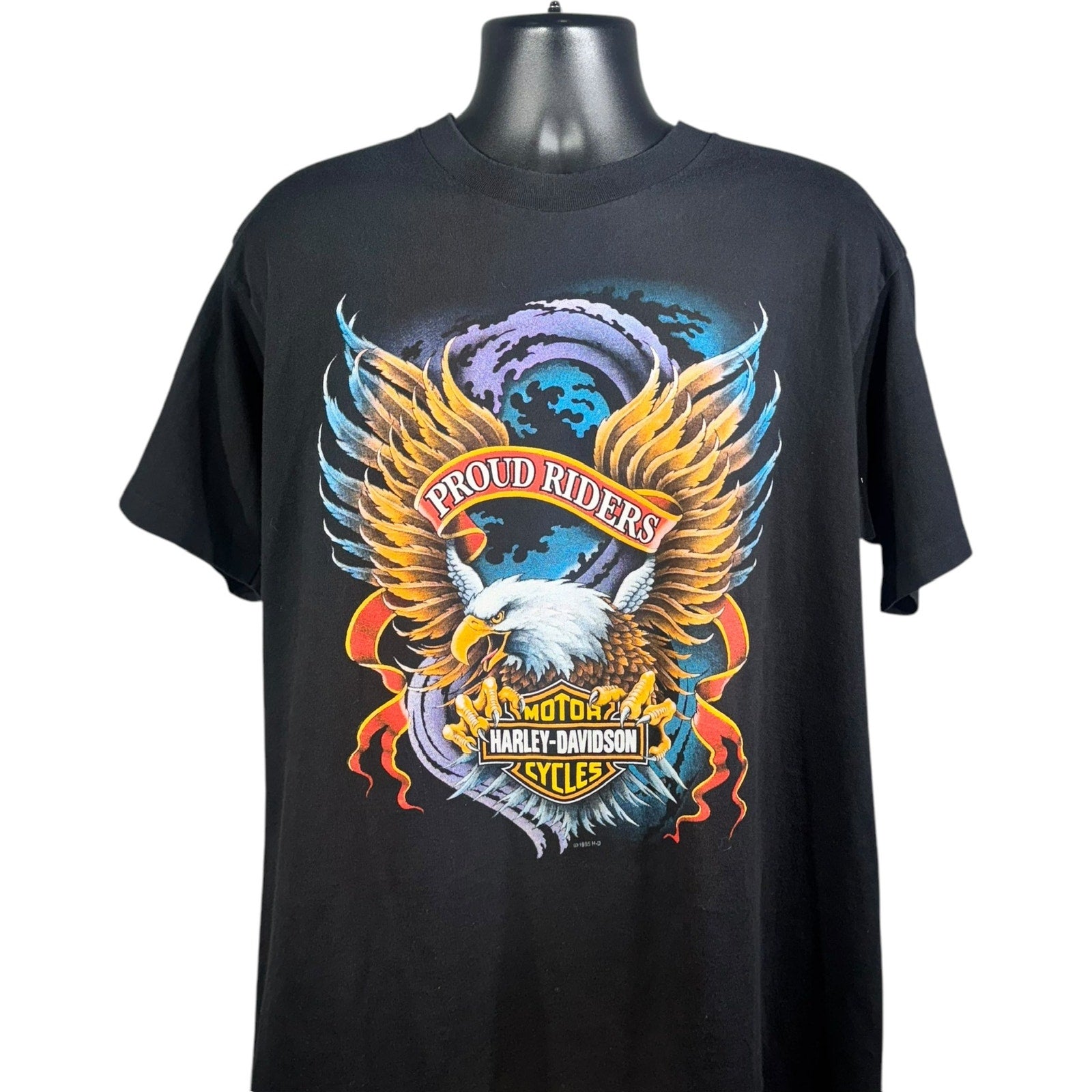 Vintage Harley Davidson "Proud Riders" Flaming Eagle Tee