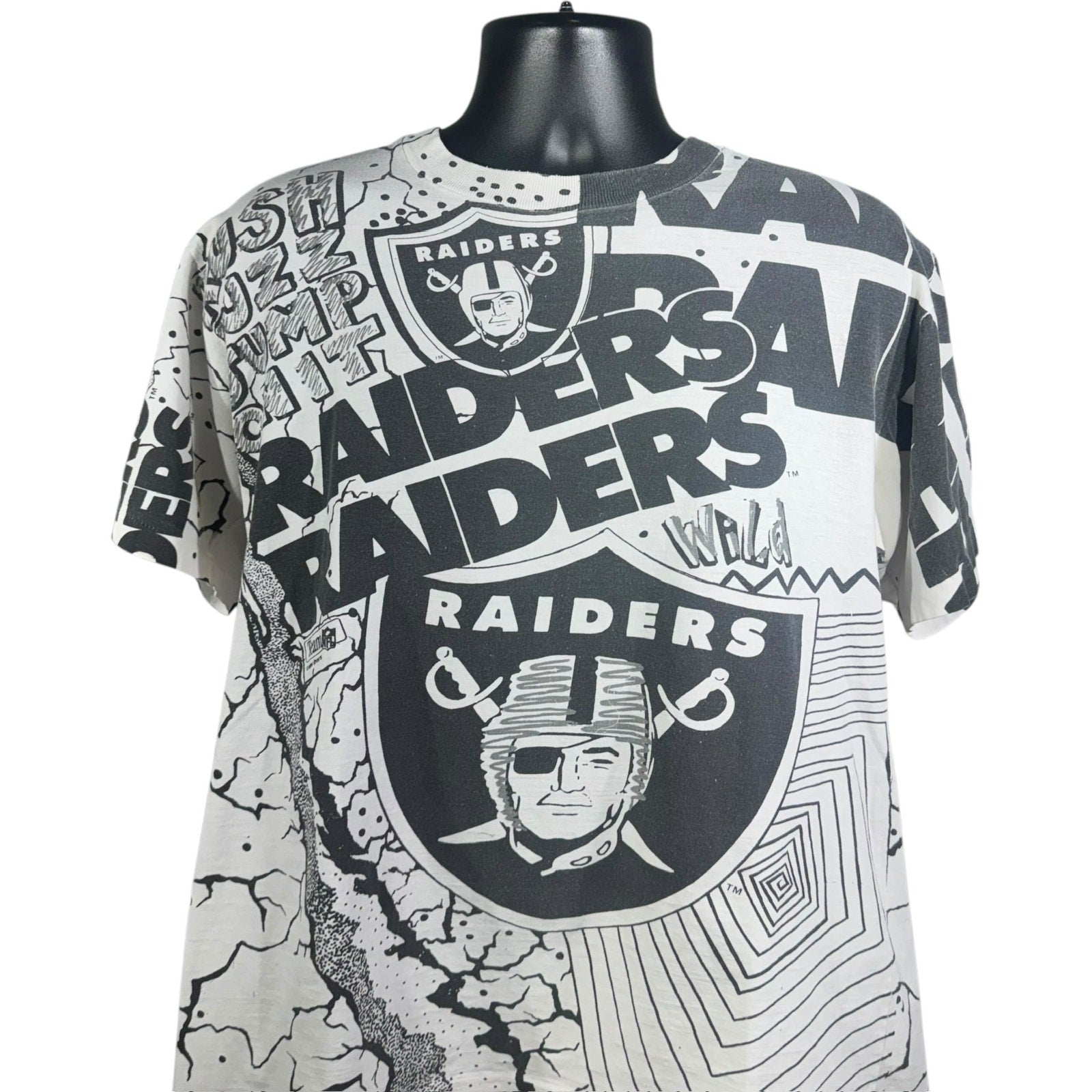 Vintage Los Angeles Raiders NFL All Over Print Tee