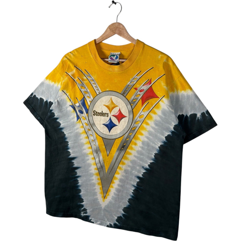 Vintage Liquid Blue Pittsburgh Steelers Tie Dye Double Sided NFL Tee